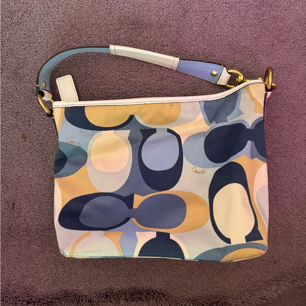 Coach Signature Logo Blue & Cream Multi Color Handbag No. LO771-11733